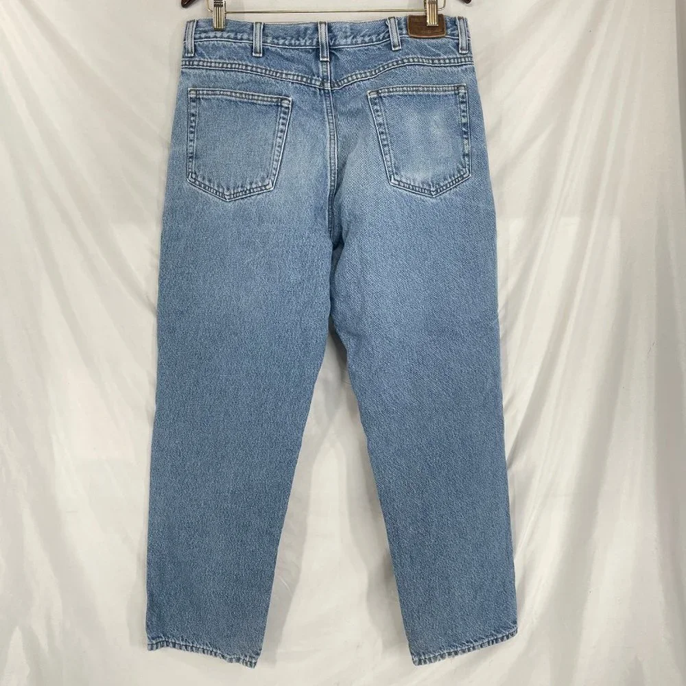 LL Bean Flannel Lined Jeans Mens 35x30 Blue Double L Natural Fit Straight 0JW72